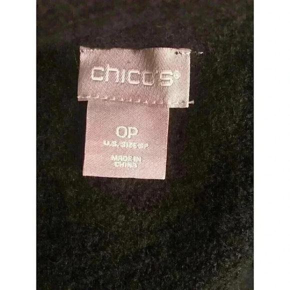 Chico’s 0P Small Petite Black Gray Marled Open Knit Sweater - Picture 3 of 4